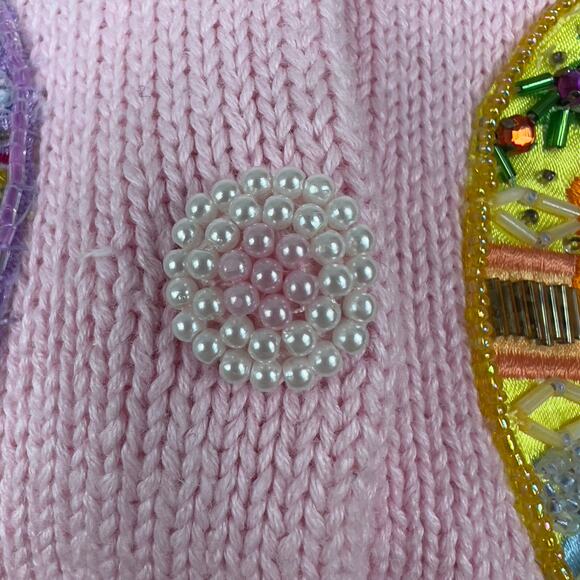 Christopher Radko by Bellepointe Vintage Pink Easter Sweater Vest Size S Beaded - Picture 7 of 9
